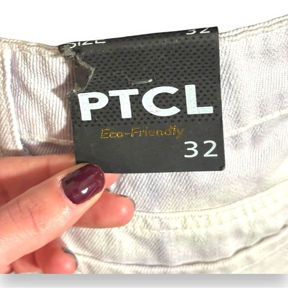 PTCL NWT Chic Lilac and White Tie-dye Denim Distressed Mini Skirt Waist Size 32 - Picture 16 of 16